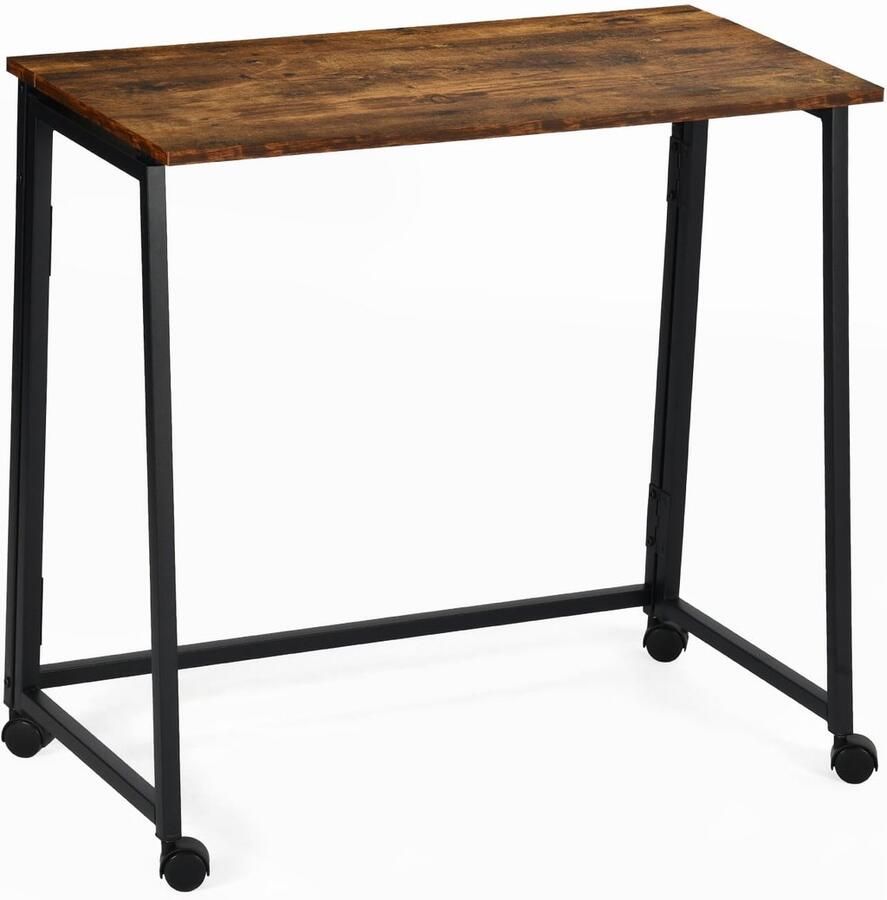 Klapbare Multifunctionele Tafel met Wielen voor Kantoor en Woonruimte Industriële Stijl Bruin