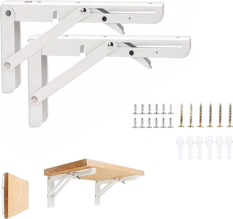 Klapconsole 250 mm 2 stuks zware belasting roestvrij staal klaptafel muur klapplankhouders draagvermogen 110 kg ruimtebesparende thuis keuken kantoor wandmontage klaptafel wandmontage