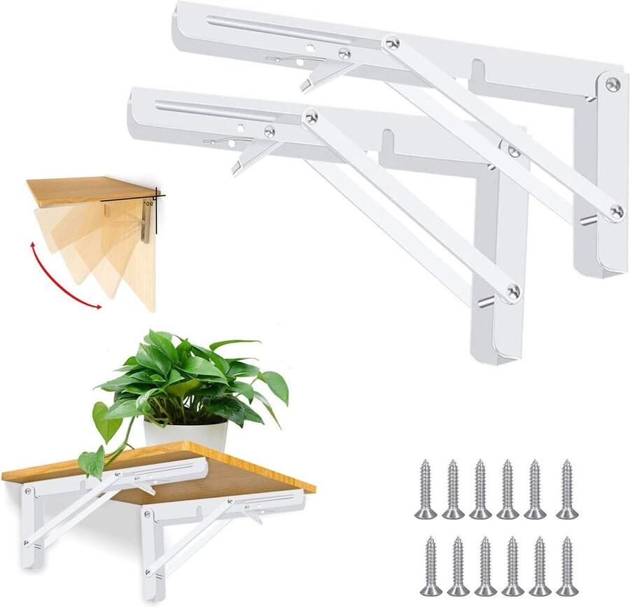 Klapconsole 300 mm 2 stuks zware belasting tafelklapscharnier klaptafel muur klapplankhouders voor huis keuken klaptafel wandmontage (draagvermogen 50 kg) klaptafel wandmontage