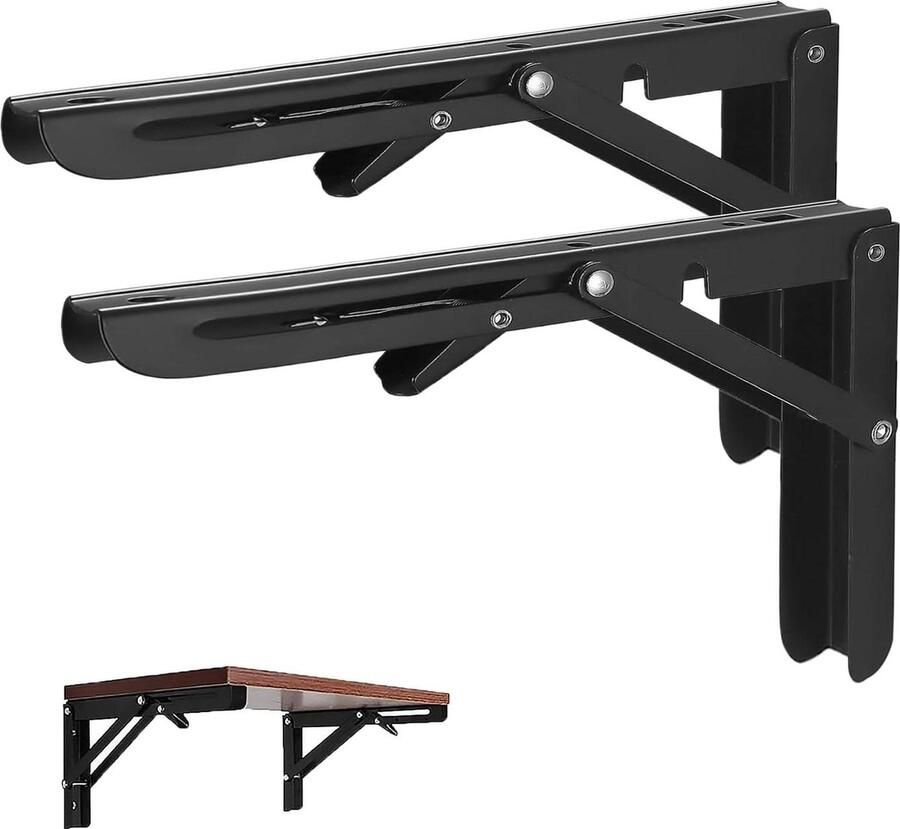 Klapconsole 400 mm 2 stuks Vouwconsole zware belasting Roestvrijstalen klaptafel wandrek Draagvermogen 90 kg Ruimtebesparende huis keuken Klaptafel wandmontage Opvouwbare tafelsteunen klaptafel wandmontage