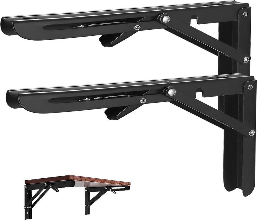 Klapconsole 450 mm 2 stuks vouwconsole zware belasting roestvrijstalen klaptafel wandrek draagvermogen 100 kg ruimtebesparend huis keuken kantoor wandmontage klaptafel wandmontage