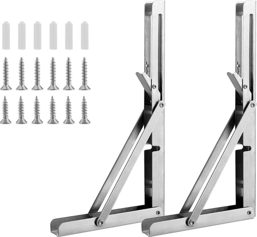 Klapconsole roestvrij staal 300 mm zware belasting inclusief schroeven draagvermogen 80 kg klaptafel wandmontage
