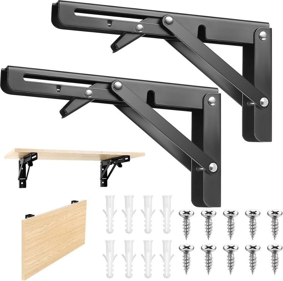 Klapconsole voor Plankdrager Inklapbaar 2 Stuks Metaal