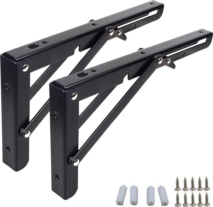 Klapconsole zware belasting 350 mm klapscharnier zware belasting klapplankhouders wandrek inklapbare plankhoek voor klaptafel wandtafel planken boekenkast maximale draagkracht 50 kg