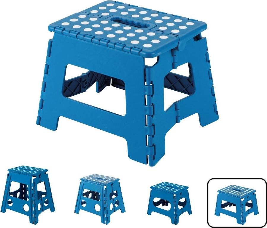 Klapkruk voor keuken of badkamer kleine trap kinderkruk opstapkruk voor volwassenen en kinderen 150 kg 22 cm hoog blauw Kruk