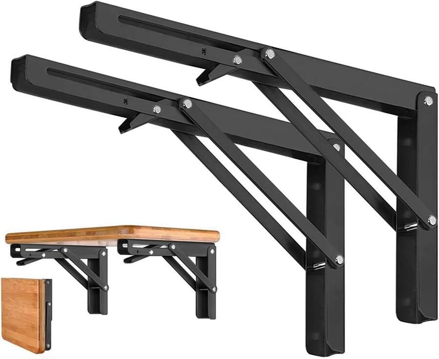 Klappkonsole Plankdrager Zwaarlast Edelstaal Wandsteun voor Tafel of Plank 2 Stuks Geschikt voor Keuken Balkon