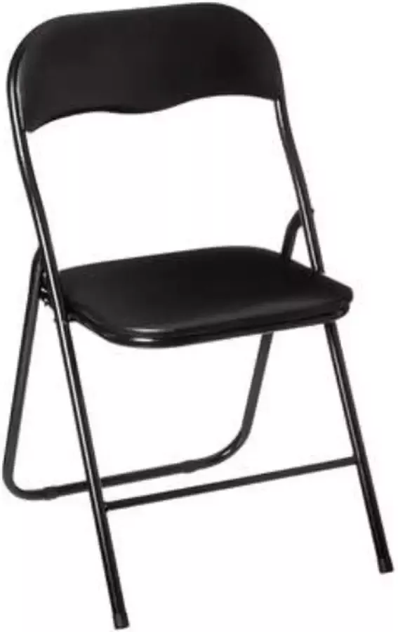 5Five Klapstoel met pvc zitting zwart 44 x 48 x 79 cm metaal Bijzet stoelen Inklapbaar - Foto 1