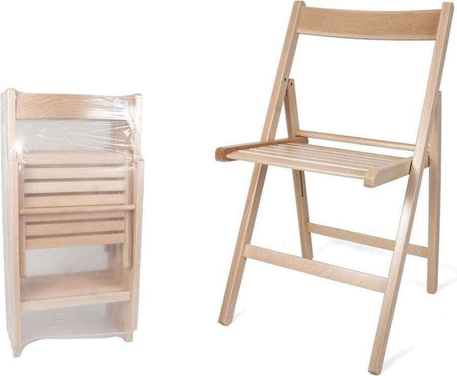 Merkloos Klapstoel bijzet stoel voor bruiloft of feest naturel hout voor binnen en buiten Klapstoelen - Foto 2