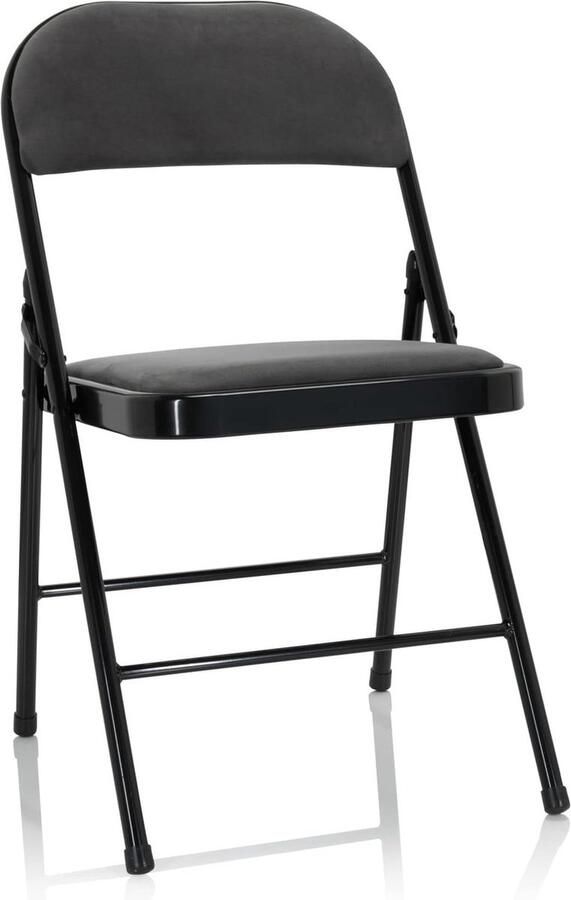 Klapstoel gestoffeerd fluweel donkergrijs bezoekersstoel vouwstoel inklapbaar tot 130 kg belastbaar