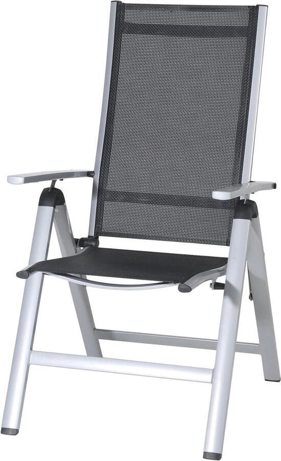 Klapstoel verstelbare tuinstoel 1 stuk zilver zwart onderhoudsvriendelijk