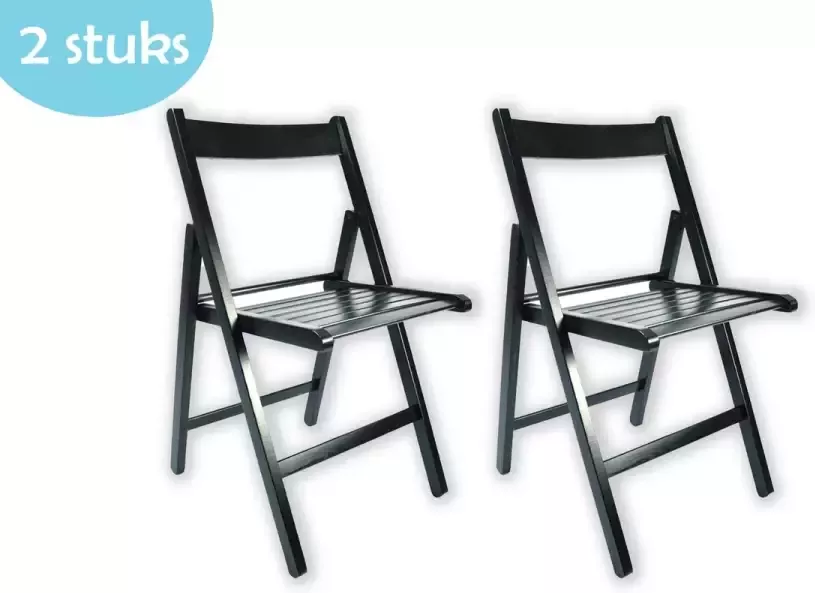 Merkloos 2x Klapstoel Opvouwbare stoel Campingstoel Tuinstoel Zwart Kunststof Duurzaam Comfortabel Voor binnen - Foto 2