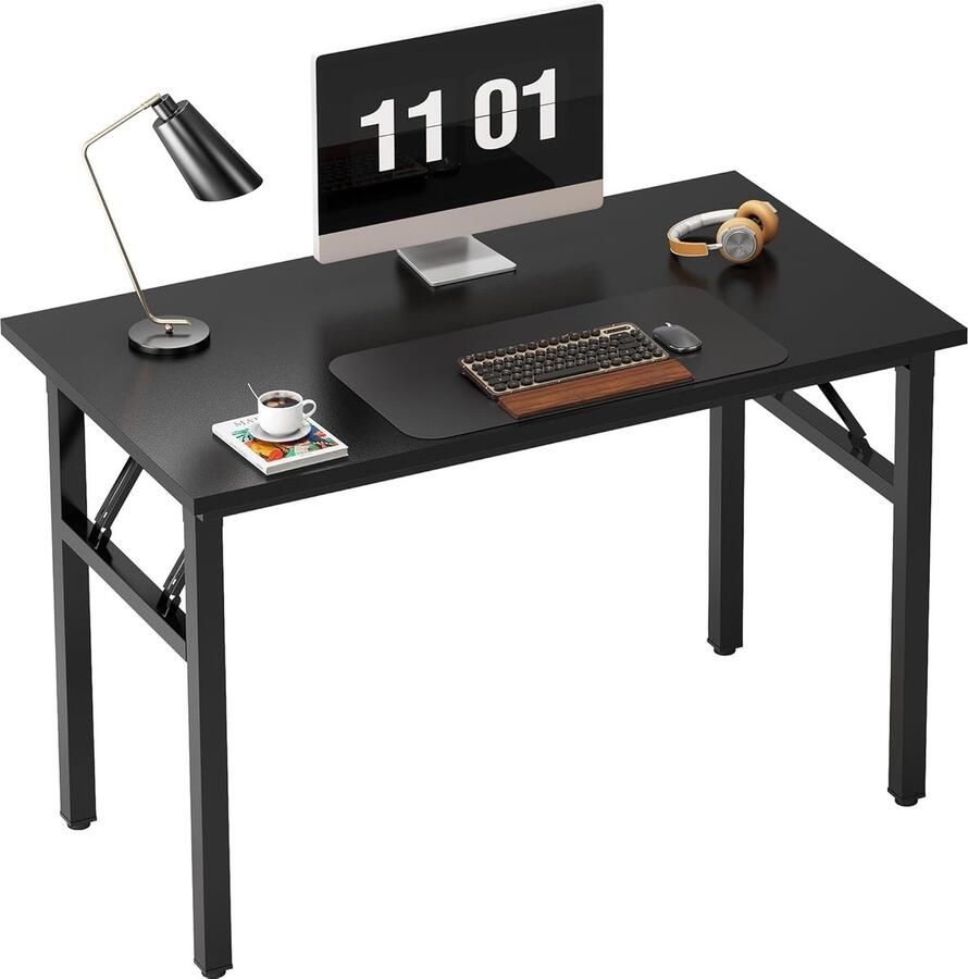 Klaptafel bureau computertafel geschikt voor kantoor en thuis 1 stuk zwart houten 80 x 40 cm