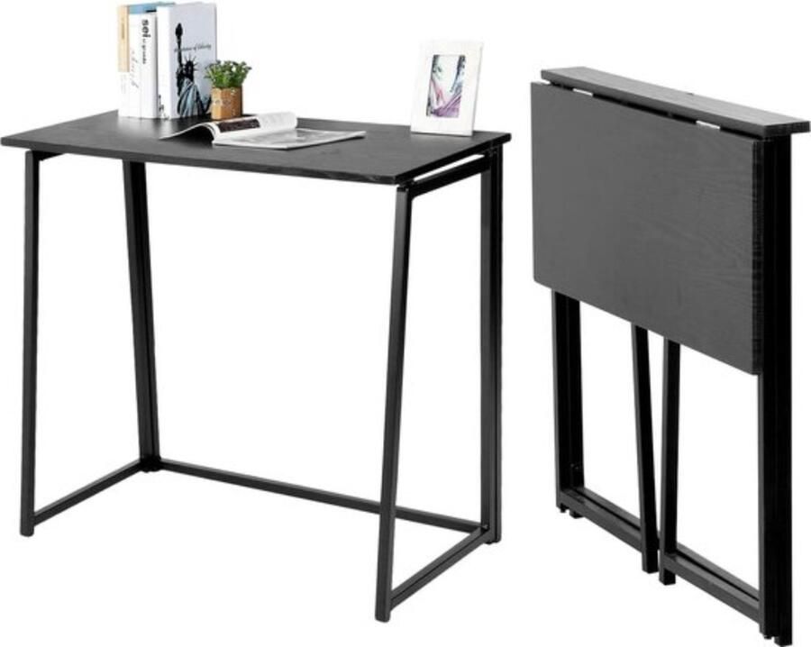 Klaptafel Klein opklapbaar bureau Laptoptafel van hout en metaal Computertafel voor kantoor woonkamer thuiskantoor industrieel ontwerp zwart