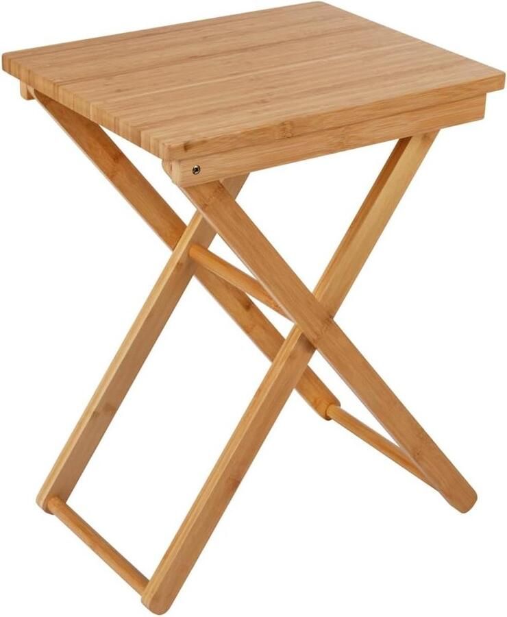Klaptafel Maui van bamboe 42 × 52 × 30 cm voor binnen en buiten opvouwbare bijzettafel met gelakt oppervlak bijzettafel buiten