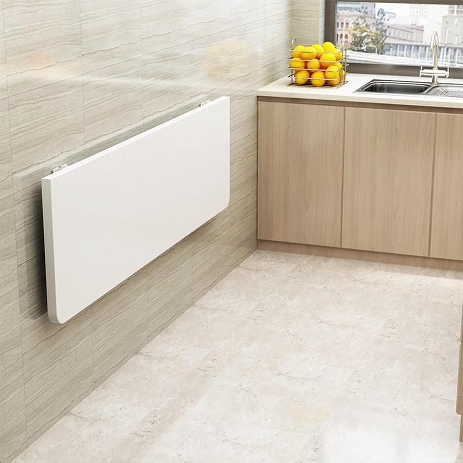 Senza Marchio Klaptafel voor aan de muur zwevende opvouwbare wandtafel klaptafel met wandklep computertafel keukentafel klein huis multifunctioneel opvouwbare eettafel (80 x 50 x 1 6 cm wit)