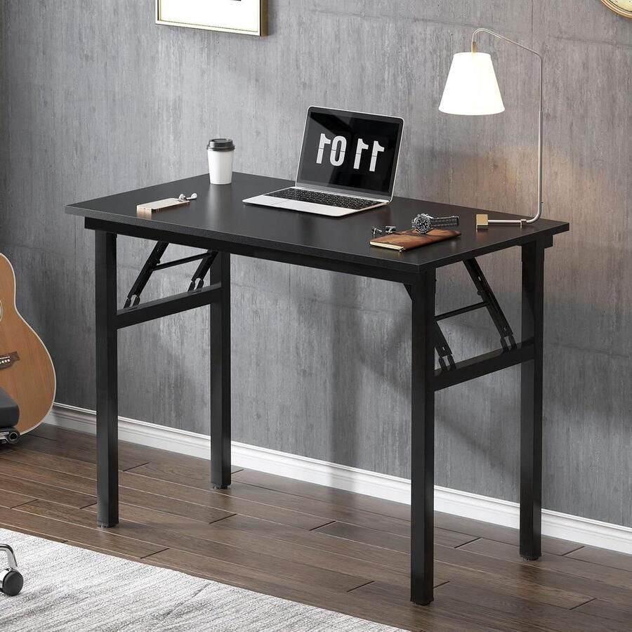 Klaptafel voor computer geschikt voor bureau 1 stuk teak en zwart 80 x 40 x 75 cm