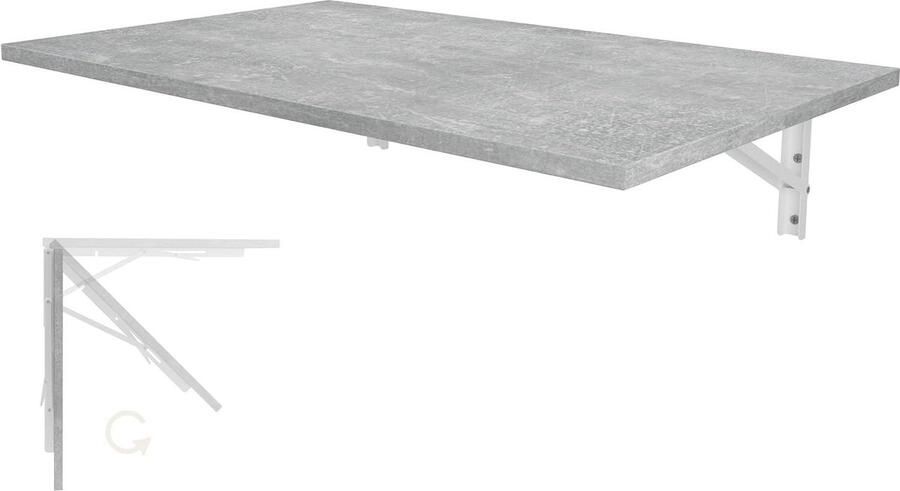 Klaptafel voor wandmontage Bureautafelblad 80x50 cm in betonlook Inklapbare eettafel Keukentafel Inklapbare tafel voor wandmontage Eetkamerornecedor Wandmontagetabel klaptafel wandmontage