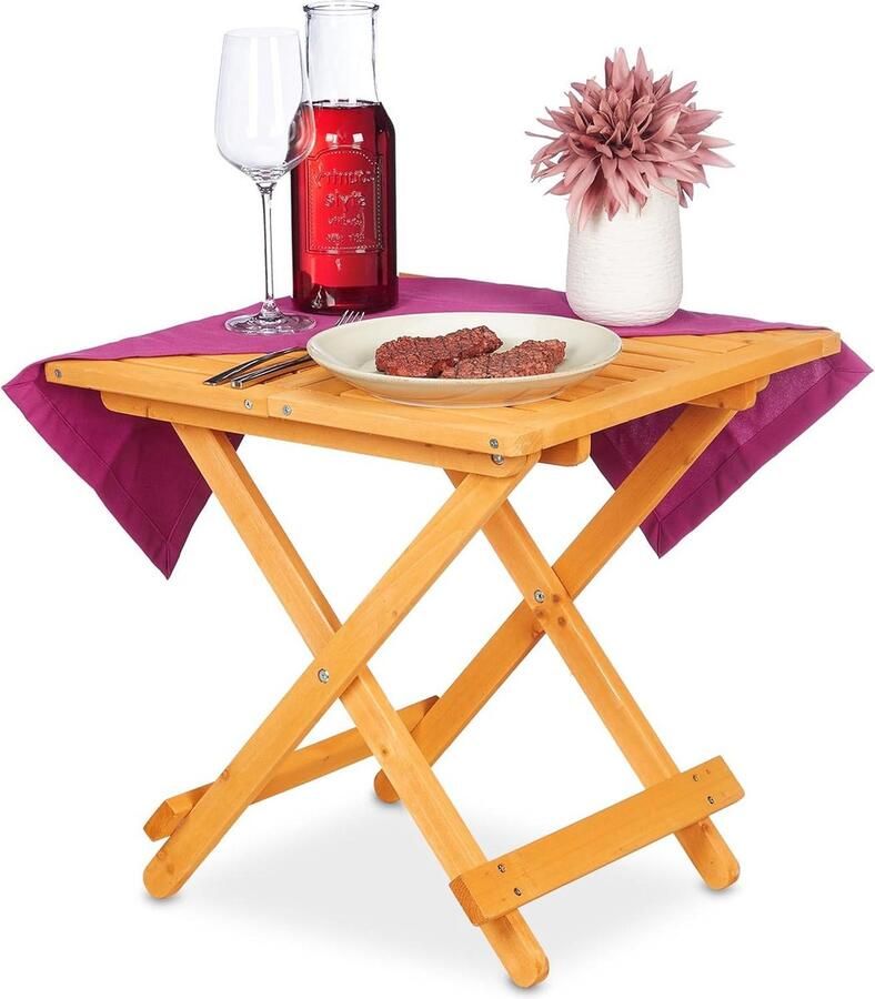 Klaptafel voor woonkamer balkon terras inklapbaar bijzettafel buiten naturel 50x50x50 cm bijzettafel buiten