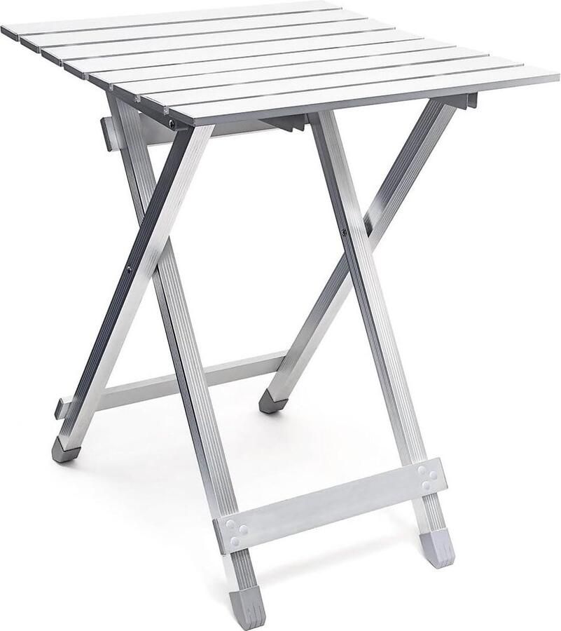 Klaptafel weerbestendig bijzettafel HBT 61 x 495 x 475 cm voor tuin robuust aluminium zilver weerbestendig outdoor bijzettafel buiten