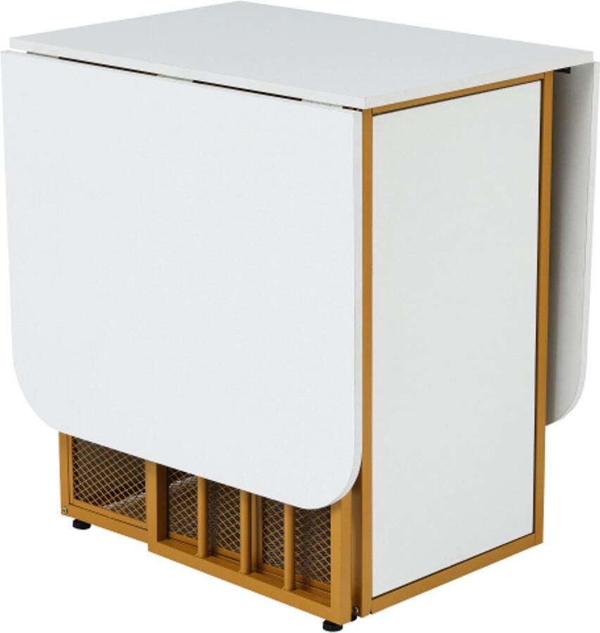 Klaptafels 160x70x75cm Uitklapbare tafel Eettafel Rechthoekige Wit Spaanplaat Multifunctioneel Uittrekbare Tafel Met Lade Bewegelijk Voor Eetkamer Woonkamer