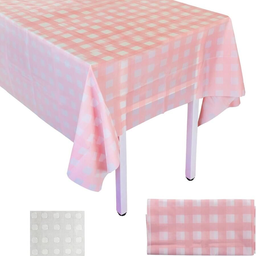 Klassiek rood-wit roostertafelkleedset veelzijdig 1 stuk PE-kunststof