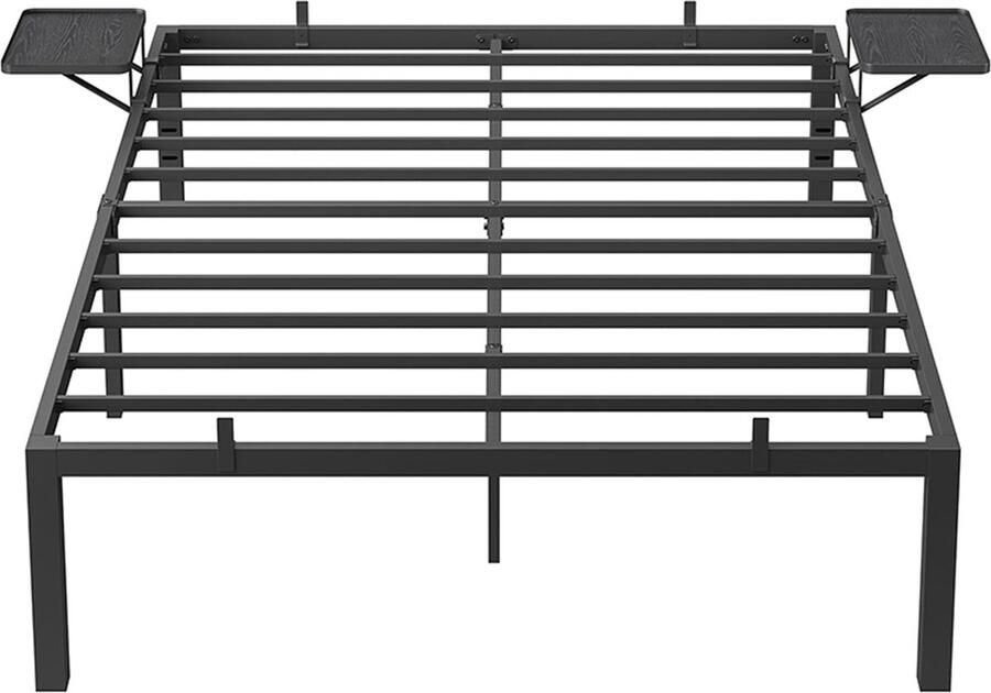 Rootz Living Rootz Klassiek Zwart Bedframe Metalen Frame Gepoedercoat Groot eenpersoonsbed 200 cm x 140 cm x 41 3 cm Zwaar uitgevoerd Steunbalken Gewichtscapaciteit van 454 kg