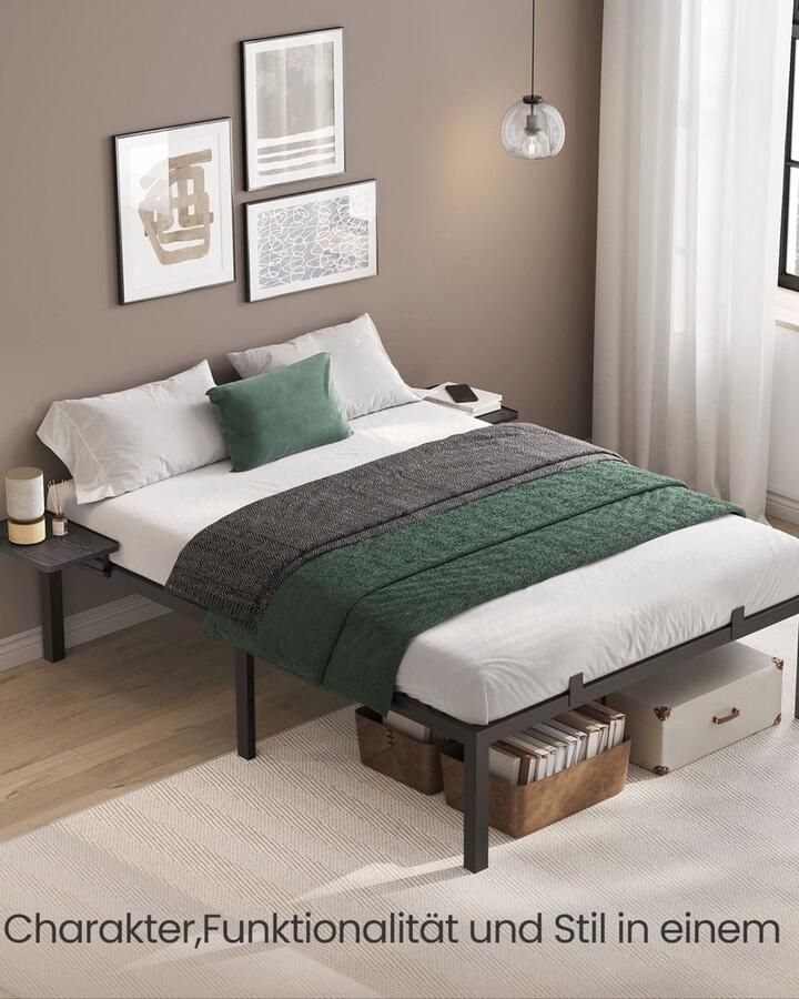 Rootz Living Rootz Klassiek zwart metalen bedframe Ledikant met poedercoating Stevige steun Eenvoudige montage 190 cm x 140 cm x 41 3 cm