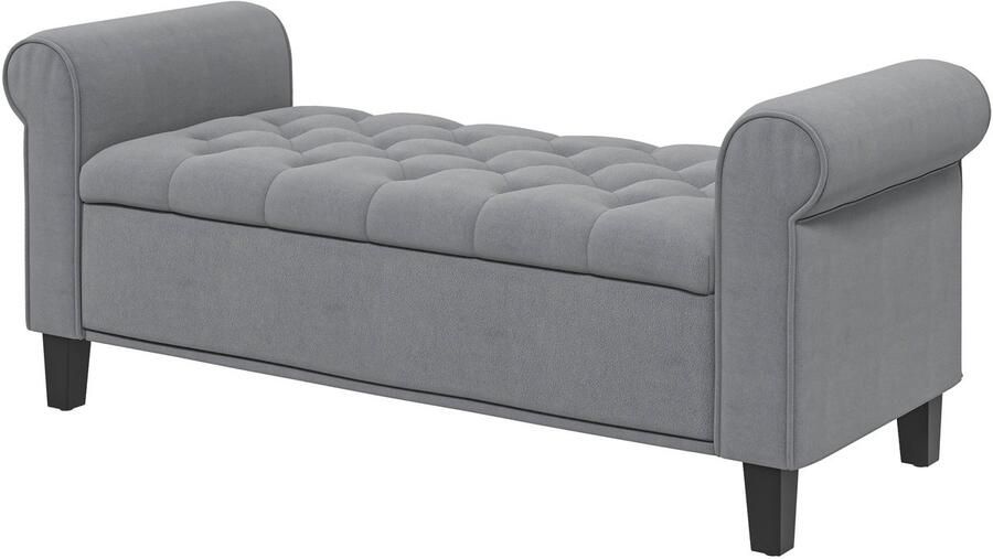 Homcom Klassieke Bedbank met Knoopstiksel 48x126x57 cm Grijs