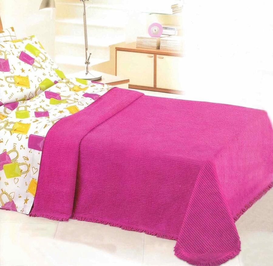Klassieke chenille sprei voor tweepersoonsbed 260 x 270 cm in roze