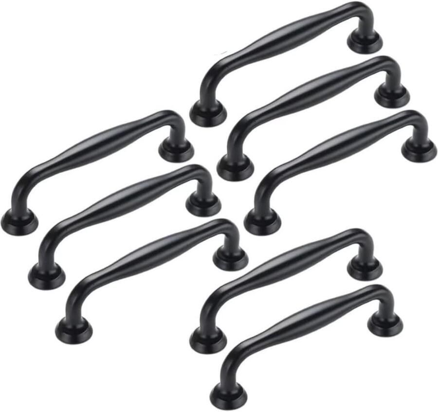 Klassieke handgreep Keukengreep Deurgrepen Meubelbeslag Meubelaccessoires Handgrepen voor deurtjes Deurgreep Meubelgreep Handgrepen Keukengreep Keukenkastjes zwart 96 mm 8 stuks