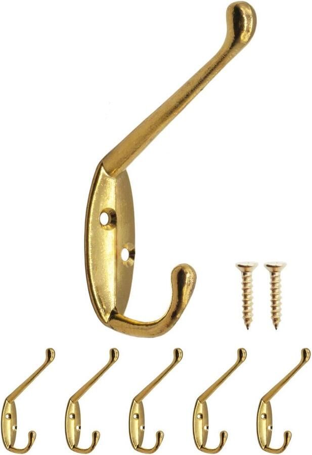 Klassieke Kapstokhaken Dubbele Haken Set van 5 Goudkleurig