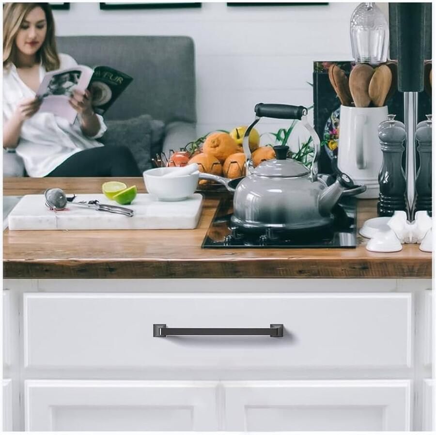 Klassieke keukenkastgrepen set van 10 zwart zinklegering 150 mm