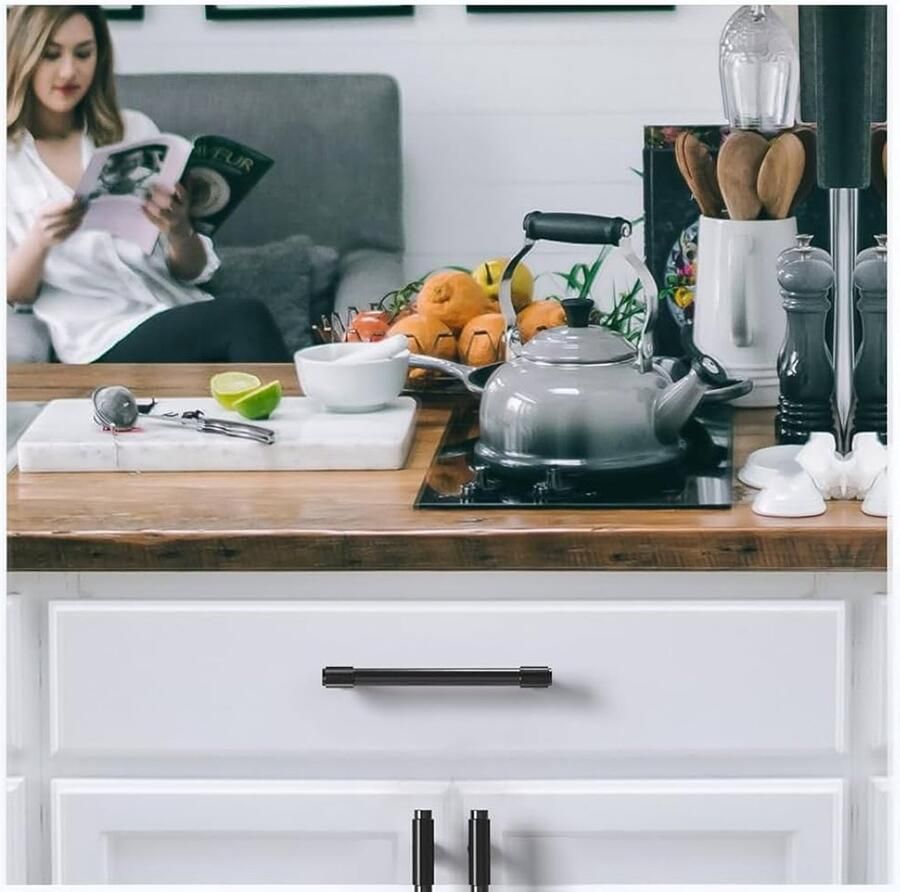 Klassieke keukenkastgrepen set van 10 zwart zinklegering