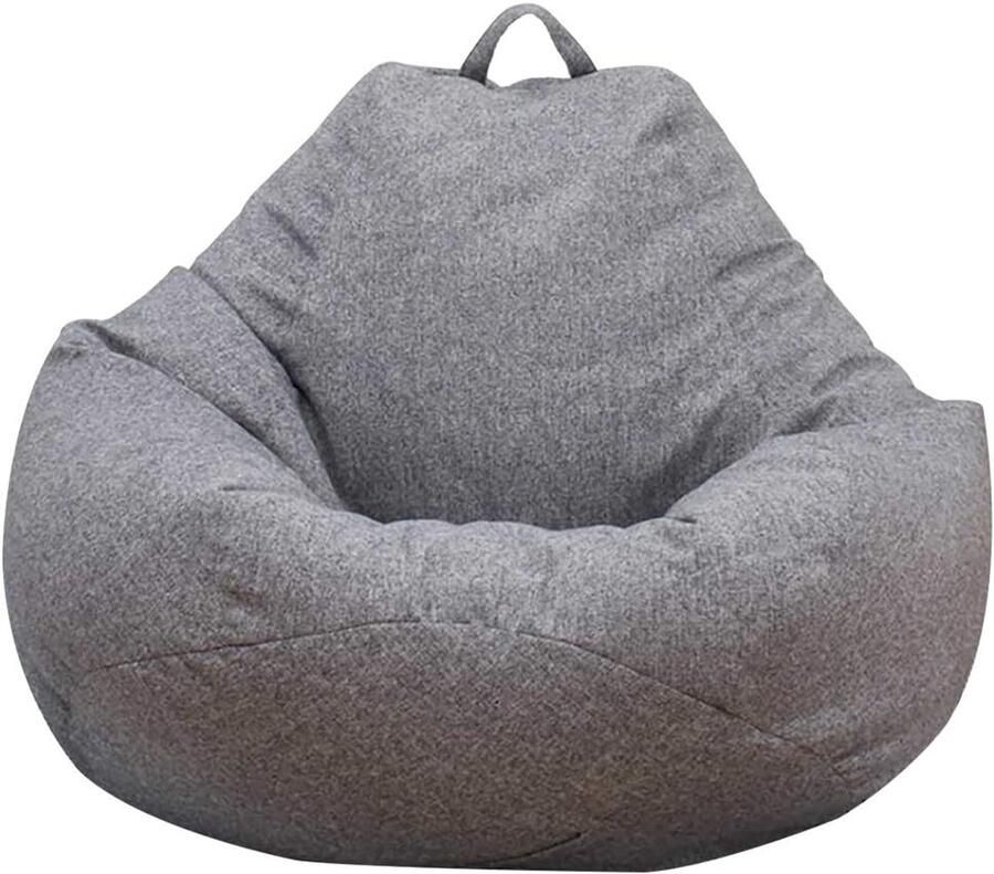 Klassieke zitzak stoel zonder vulling Zachte luie ligstoel opbergtas voor volwassenen en kinderen grijs 80x90cm