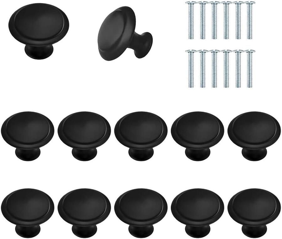 Ibenzoa Uitgebreide Set van 12 Zwarte Roestvrijstalen Meubelgrepen met Schroeven Perfect voor Kasten Schuifladen en Meubels