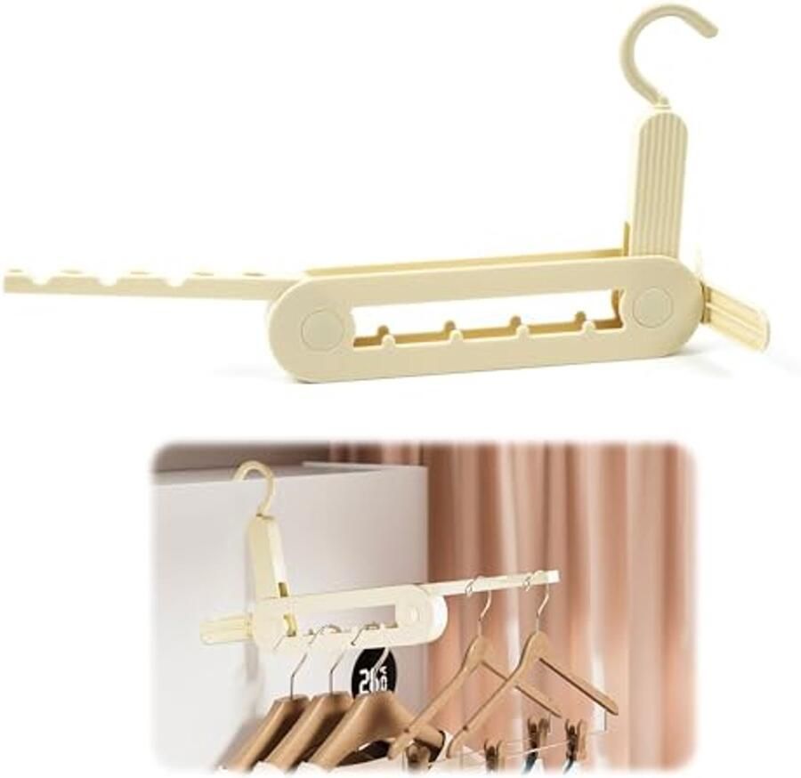Kleding Airer Opvouwbare Kledinghaken Draagbaar Opvouwbaar 13-gats Droogrek Reizen Ruimtebesparend Droogrek Wandgemonteerd Kledingrek voor Balkon Kasten Slaapkamer (Beige)