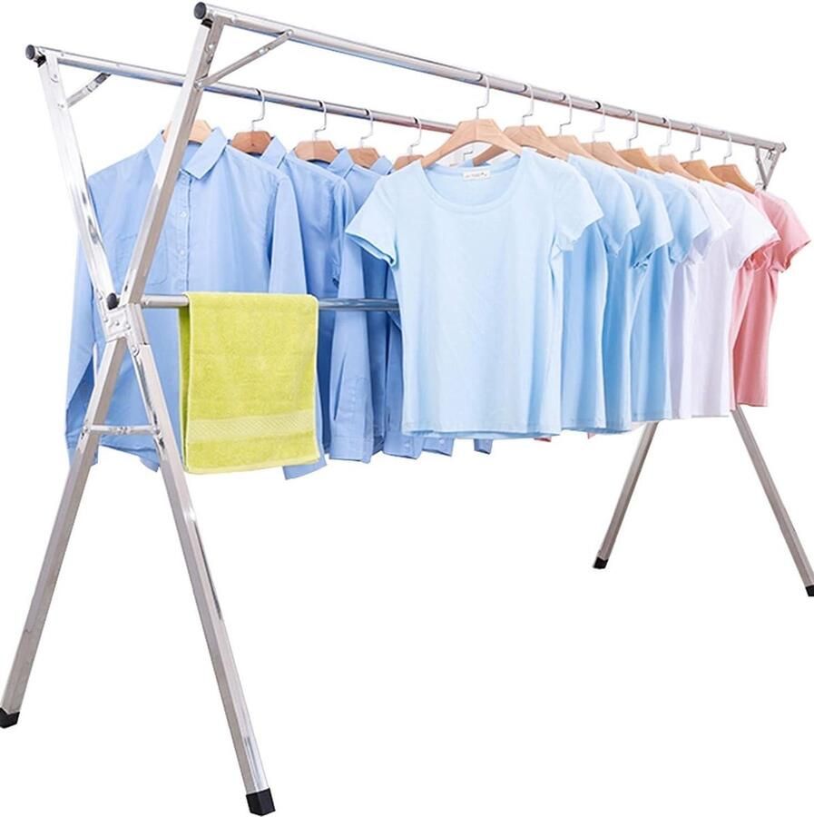 Kleding Droogrek Heavy Duty 110-150cm Verstelbaar Roestvrij Staal Opvouwbaar Ruimtebesparend Opvouwbare kledingrek