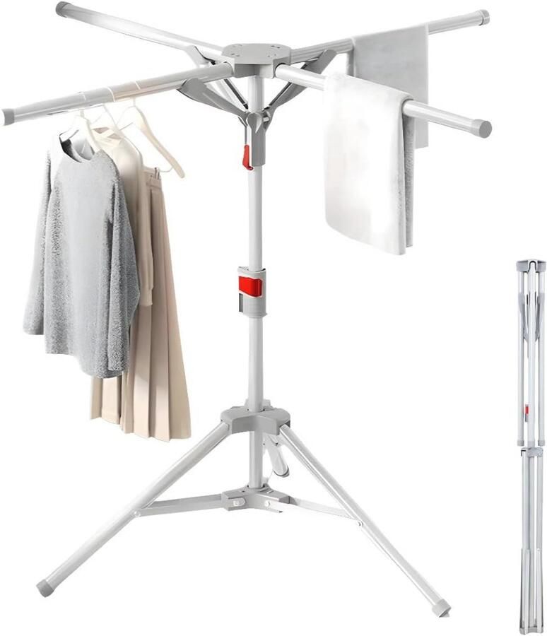 Kleding Luchter Droogrek Opvouwbaar Droogrek met 4 Armen en Verstelbare Hoogte 120-170cm voor Binnen en Buiten