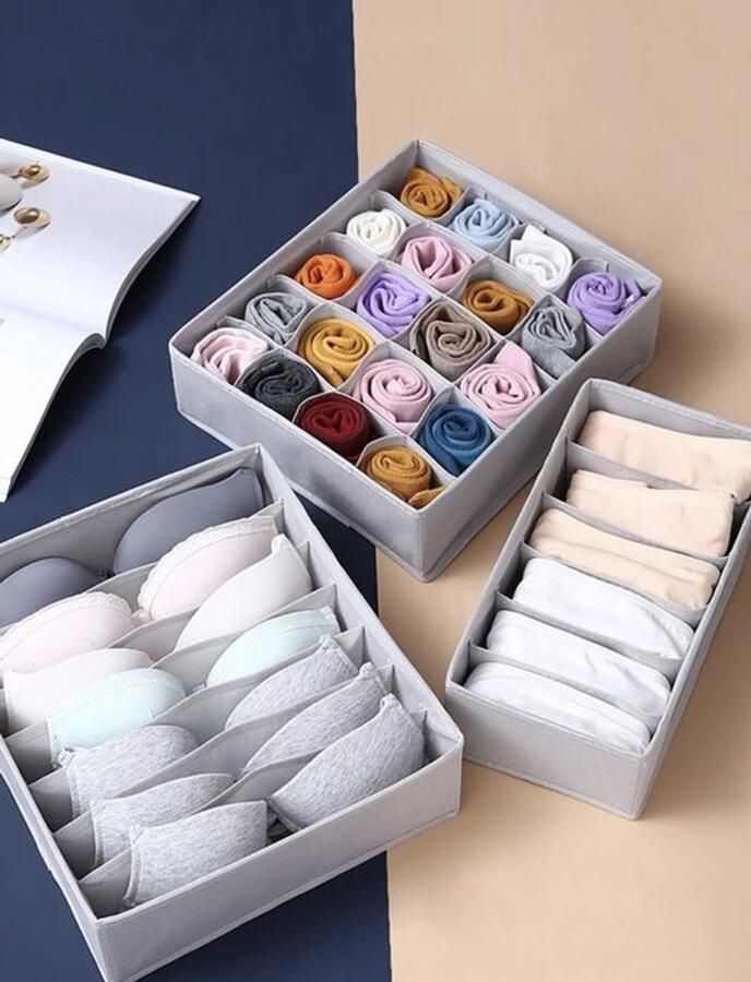 Kleding Organizer Kleding Opbergbox Set Opvouwbare Kastlade Verdeler Onder Bed Organizer Opberger Opbergen van kleding Opbergbak Kledingkast Organizer Opbergsysteem Opbergdoos Met Vakken Set Van 3 Stuks