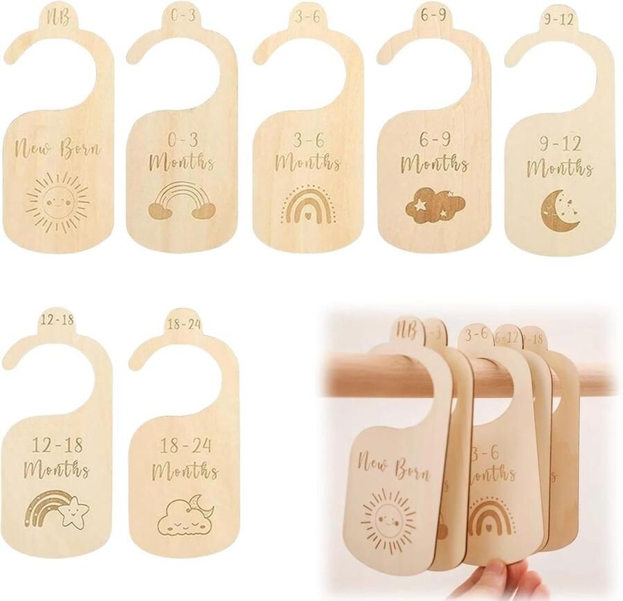 Kleding Partities voor Kinderen 7 Stuks Houten Kledingkast Scheidingswanden Organiser voor Baby Kleding en Kleertjes