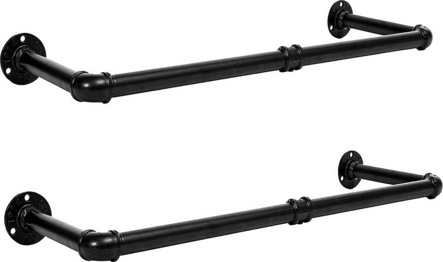 Kleding stang 2 stuks 75.5 x 25 CM Garderobe stang metaal zwart Kledingstang voor muur kledingstangen voor aan de muur Stang voor planten of badkamer