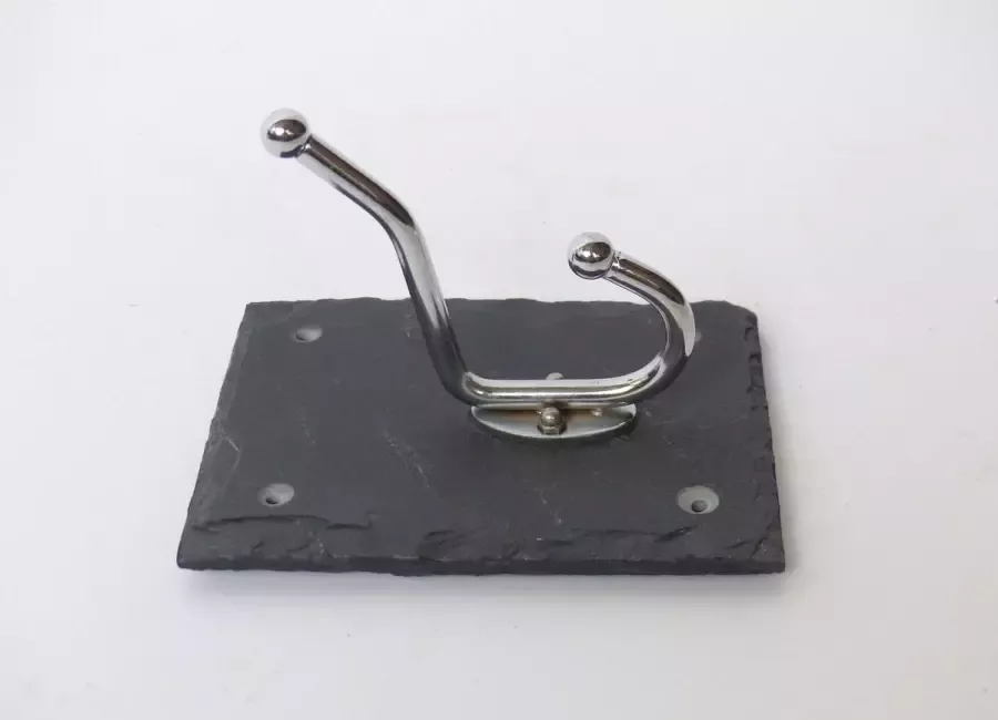 Kledinghaak chroom op leisteen kapstokhaak kapstok