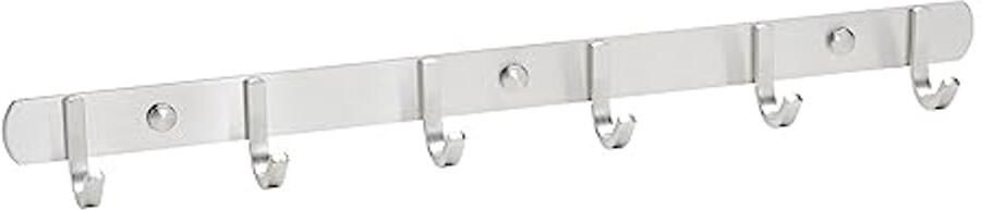 Kledinghaak met 6 haken Wandkapstok van geborsteld roestvrij staal 460 mm