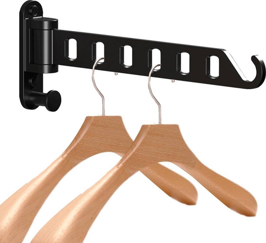 Kledinghaak Opvouwbare kledingventilator Buiten opvouwbare muurhaak 180 ° draaibare muur Kledingrek Opvouwbare kledingrail Opvouwbare haak voor wasruimte Balkon Badkamer (zwart)