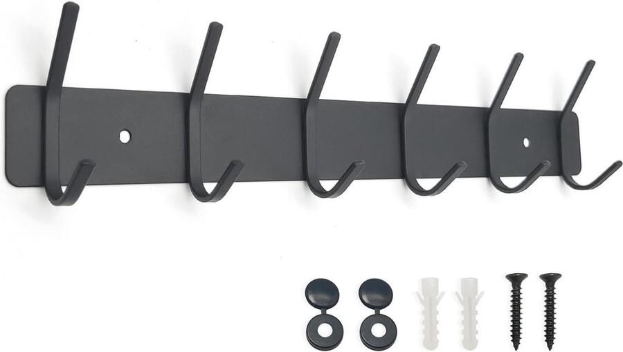 Kledinghaken aan de muur Wandgarderobe van roestvrij staal 6 haken Perfect voor slaapkamer en badkamer