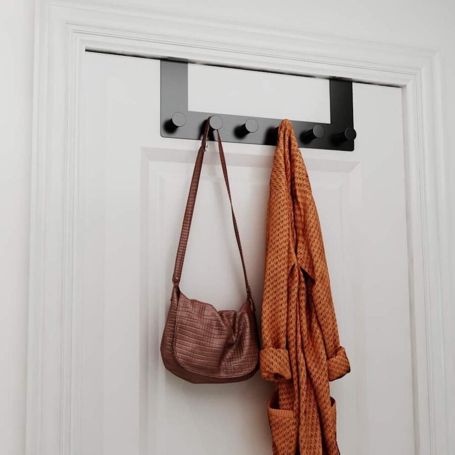 Kledinghaken deurhakenlijst om op te hangen zwart mat deurhaak om op te hangen zonder boren om op te hangen garderobehaken met krasvrije achterkant hakenlijst zwarte deurkapstok