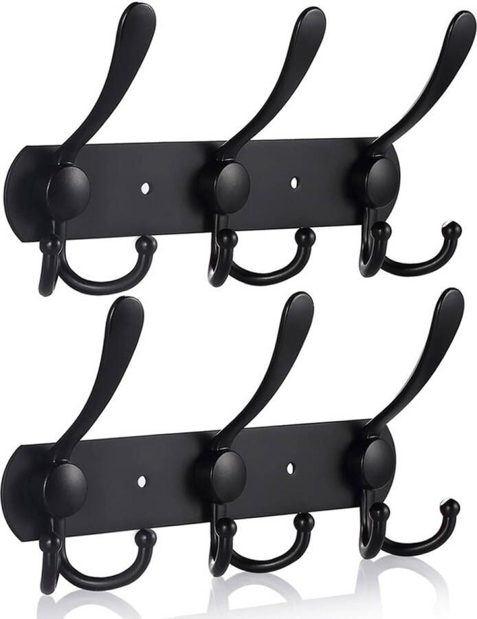 Kledinghaken haaklijst garderobehaken roestvrij staal handdoekhaken wandhaken garderobelijst vintage jashouder muur (mat zwart 9 haken 2 stuks)
