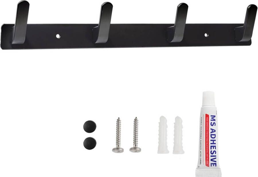 Kledinghaken haaklijst wand- en deurgarderobehaken garderobehaken aluminium handdoekhaken wandgarderobe met voor keuken badkamer (4 haken)