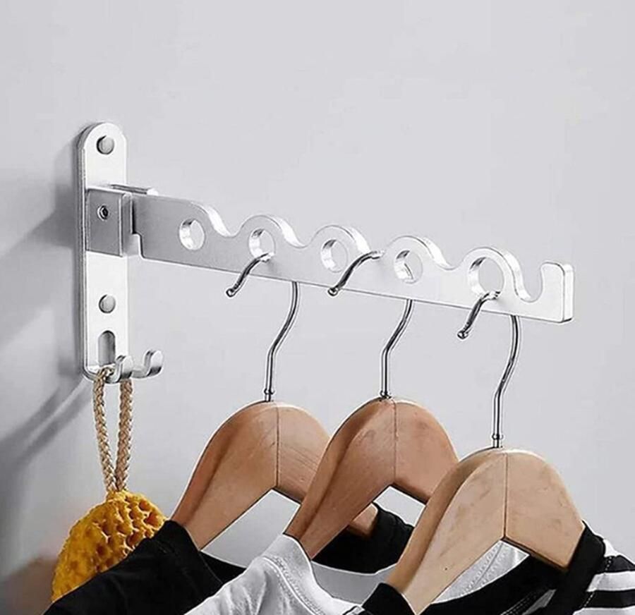 Kledinghaken opvouwbaar wandrek voor kleding opvouwbare haken wandhaken balkon kledinghaken voor de waskamer slaapkamer badkamer zilver