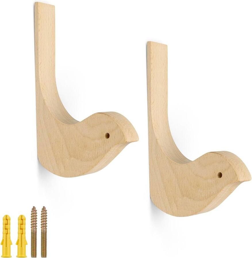 Kledinghaken vogels 155 mm set van 2 wanddecoratie haken voor garderobe woonkamer slaapkamer badkamer kledingkast